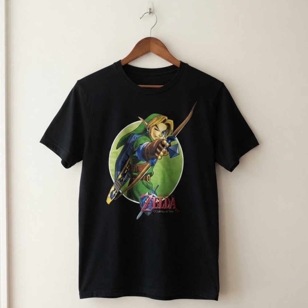 Nintendo Legend of Zelda Ocarina of Time 3D Link Graphic T-Shirt Large Anime